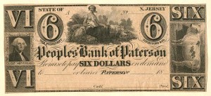 Peoples' Bank of Paterson - Obsolete Bank Note - SOLD